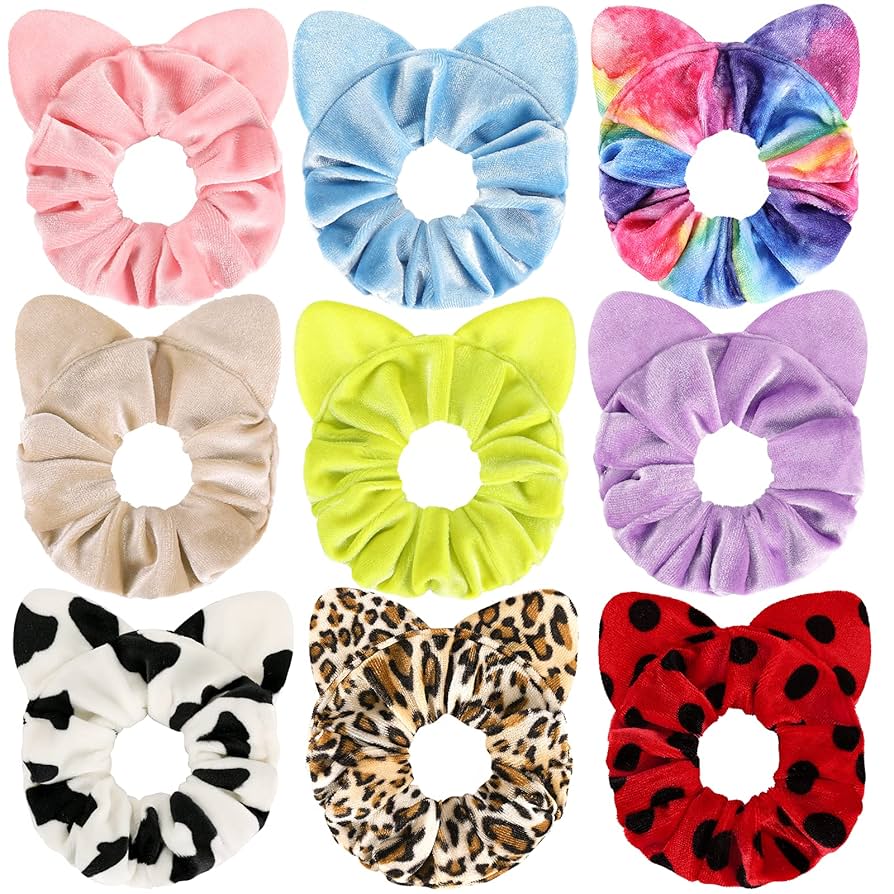 Amazon.com : Mouse Ear Scrunchies for Hair, Funtopia 9 Pcs